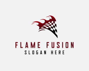 Flaming Racing Flag  logo design