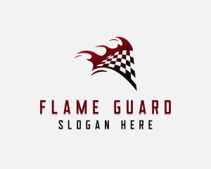 Flaming Racing Flag  logo design