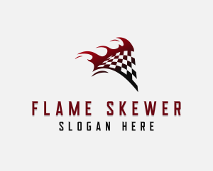 Flaming Racing Flag  logo design