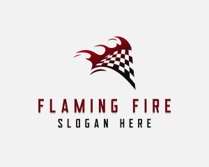 Flaming Racing Flag  logo design