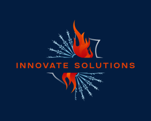 Fire Snowflake Heating Cooling Logo