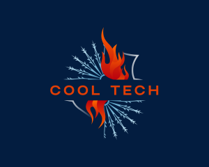 Fire Snowflake Heating Cooling logo design