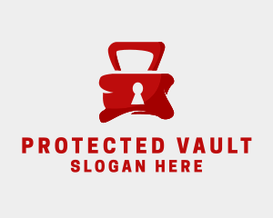 Red Security Lock  logo design