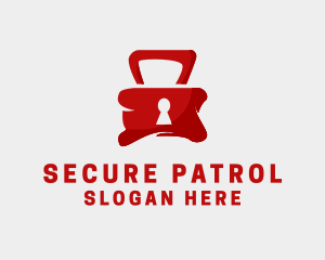 Red Security Lock  logo design