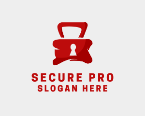 Red Security Lock  logo design