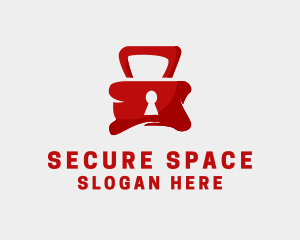 Red Security Lock  logo design