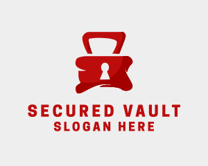 Red Security Lock  logo design