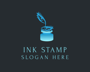 Eye Quill Ink Pot logo design