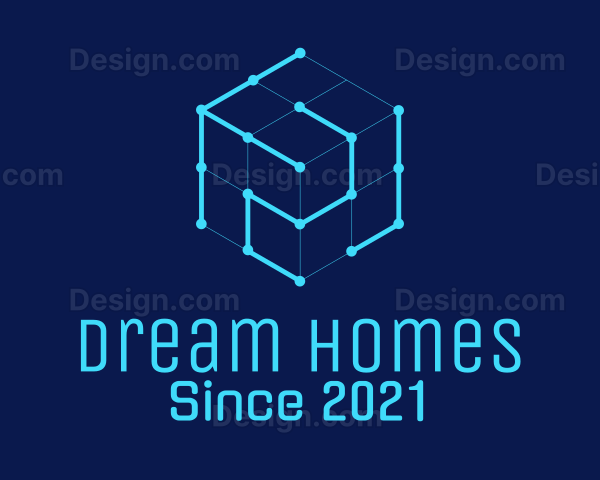 Blue Digital Cube Logo