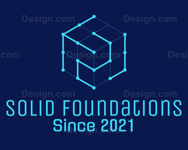 Blue Digital Cube Logo