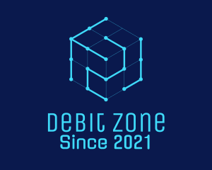 Blue Digital Cube  logo design