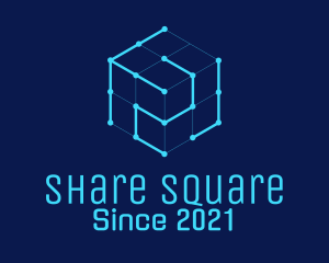 Blue Digital Cube  logo design