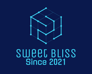 Blue Digital Cube  logo design