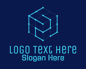 Blue Digital Cube  Logo