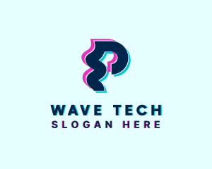 Wavy Glitch Letter P logo