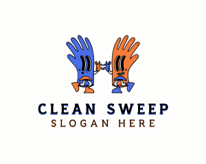 Cleaning Gloves Sanitation logo design