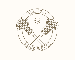 Monoline Lacrosse Equipment Badge logo design