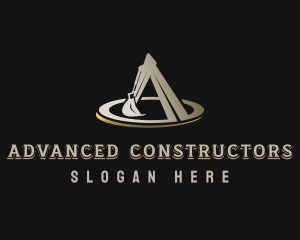 Construction Excavator Machinery Letter A logo design