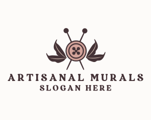 Rustic Sewing Button Pins logo design