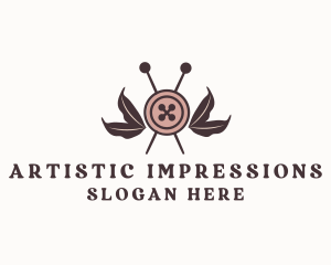 Rustic Sewing Button Pins logo design