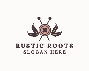 Rustic Sewing Button Pins logo design