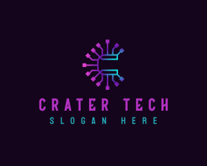 Tech Circuit Letter C logo design