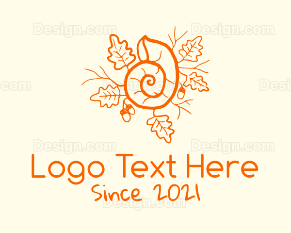 Snail Shell Acorn Leaves Logo