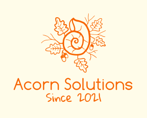 Snail Shell Acorn Leaves logo design