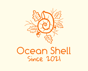 Snail Shell Acorn Leaves logo design