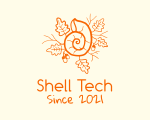 Snail Shell Acorn Leaves logo design