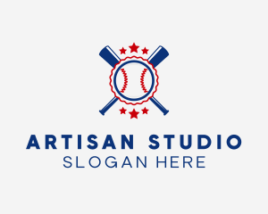 Baseball Slugger Team Star logo design