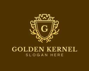 Golden Crown Shield logo design