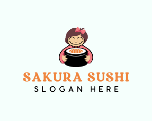 Girl Japanese Sushi logo design