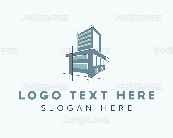 Building Architect Blueprint Logo