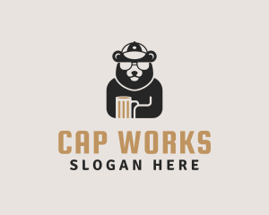 Bear Cap Sunglass Beer logo design