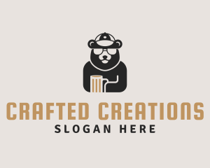 Bear Cap Sunglass Beer logo design