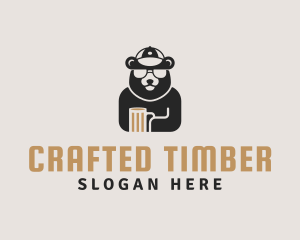 Bear Cap Sunglass Beer logo design