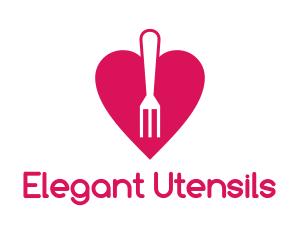 Pink Heart Fork logo design