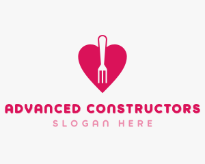 Pink Heart Fork logo design