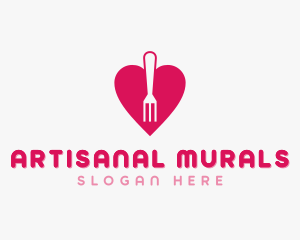 Pink Heart Fork logo design