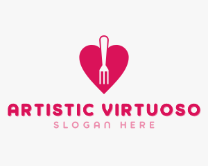 Pink Heart Fork logo design