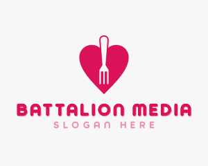 Pink Heart Fork logo design