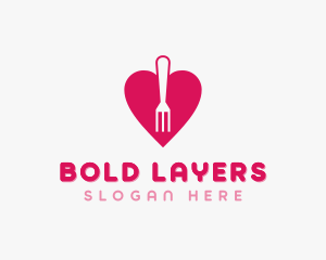 Pink Heart Fork logo design