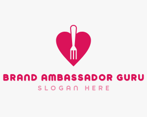 Pink Heart Fork logo design