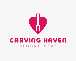 Pink Heart Fork logo design