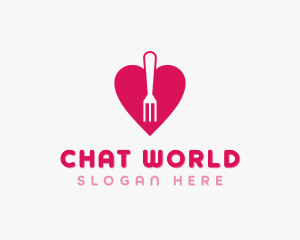 Pink Heart Fork logo design