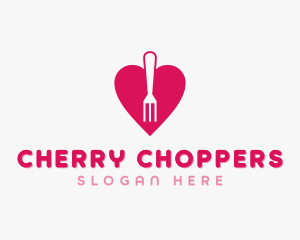 Pink Heart Fork logo design