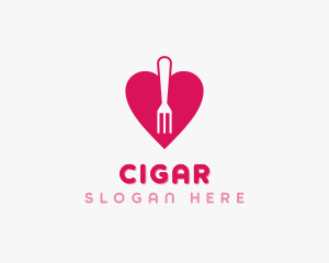 Pink Heart Fork logo design