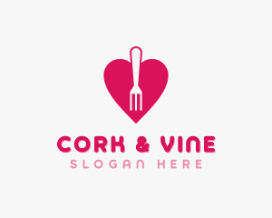 Pink Heart Fork logo design