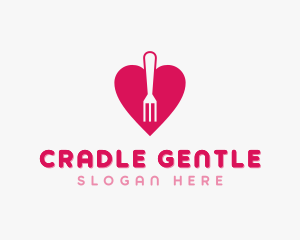 Pink Heart Fork logo design